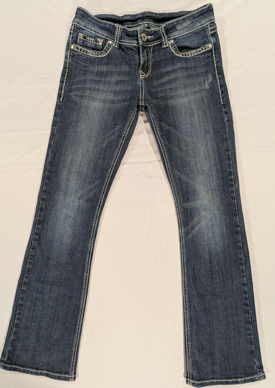 Stetson Jeans Womens 8 Blue Med Wash Low Rise Bootcut Embroidered Denim
